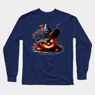 Witch's hat on pumpkin Long Sleeve T-Shirt